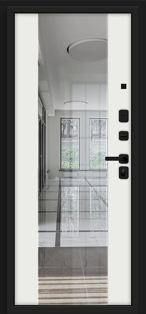 Фото Входная дверь Optim Z-2 Нео Зеркало Муар черный/Белый BR6180 внутренняя сторона